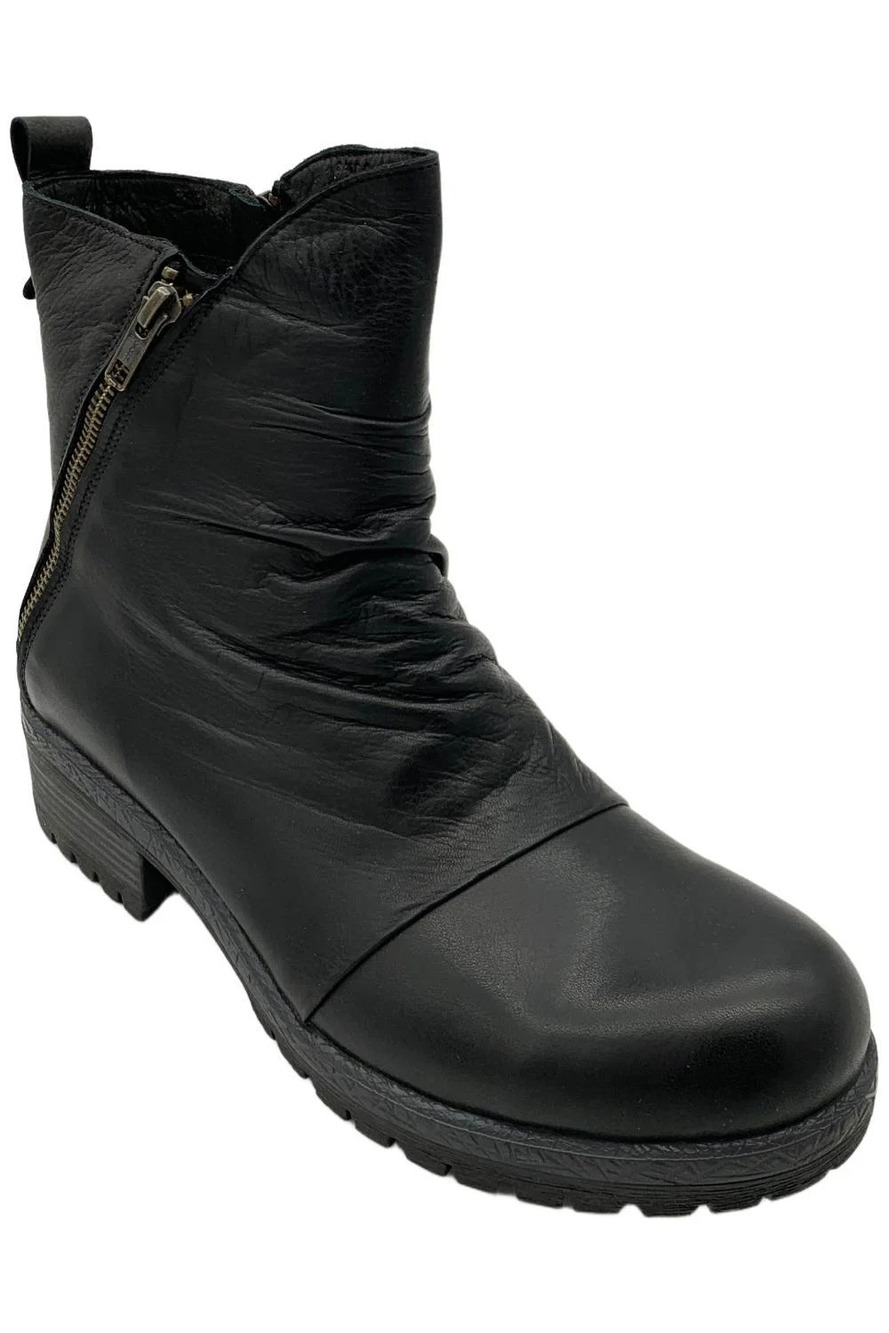 Miz Mooz Women's Darrla Leather Ruched Mid Boots Black - Medium